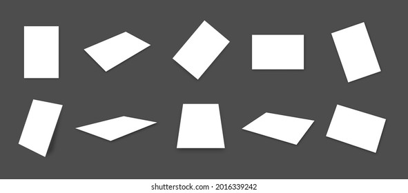 Blank white paper card mockups collection with different views and angles
