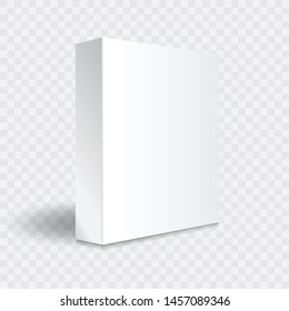 Blank white paper or cardboard rectangle box with right side mockup template. Isolated on transparent background with shadow. Ready to use for your business. Vector illustration.