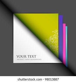 Blank white paper and colored paper background. vector illustration