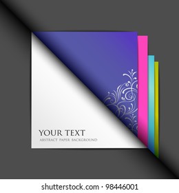 Blank white paper and colored paper background. vector illustration