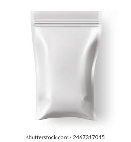Blank White Paper Or Foil Coffee Bag Mockup. EPS10 Vector