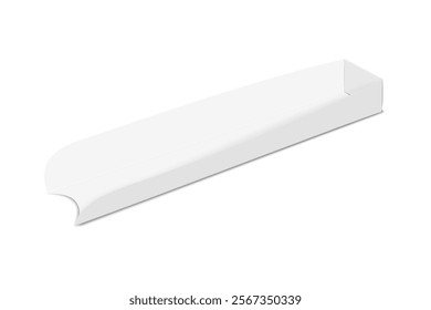 Blank white paper hot dog tray. 3d mockup. Fast food snack paperboard long serving container. Realistic vector mock-up. Disposable treat box eco packaging. Template for design