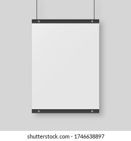 Blank white paper isolated on grey background. Mockup vector isolated. Template design. Realistic vector illustration.