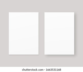 Blank white paper mockup set. Mockup vector isolated. Template design. Realistic vector illustration.