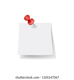 Blank white paper note isolated on transparent background with place for your text or image. Vector illustration for your graphic design.