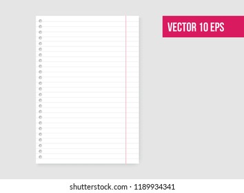 Blank white paper, note paper isolated on background. Vector illustration.
