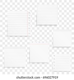 Blank white paper notes with shadows, vector eps10 illustration