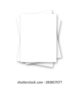 Blank White Paper On White Background. Magazine, Booklet, Postcard, Flyer, Business Card Or Brochure Mockup. Vector Illustration