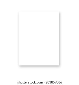 Blank White Paper On White Background. Magazine, Booklet, Postcard, Flyer, Business Card Or Brochure Mockup. Vector Illustration