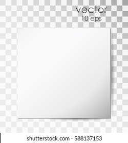 Blank of white paper on a checkered background. Realistic vector white object.  Mock-Up for cards. Vector 10 EPS