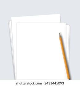 Blank white paper with pencil, Pages mock up, Notebook template, Pocket book, Old school, Back to the Future, Letter size, Idea maker