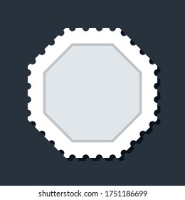 Blank white paper postage stamp. Recolorable shape isolated from background. Vector illustration is a graphic element for artistic design projects.