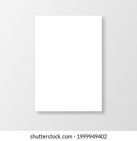 Blank white paper or poster design template. Minimal white poster mockup isolated on gray background. Vector