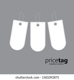 Blank white paper price tags or gift tags. Blank gift box tags or sale shopping labels with rope. Flat design isolated vector