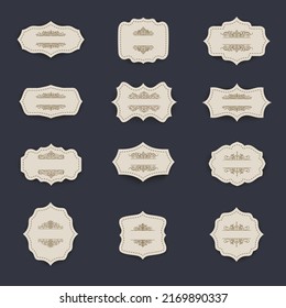 Blank white paper price tags or gift tags in different shapes. Set of labels with cord. Vector format