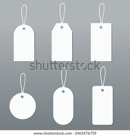 Blank white paper price tags or gift tags in different shapes. Price tag collection. Paper labels set. Set of sale tags and labels. Vector illustration