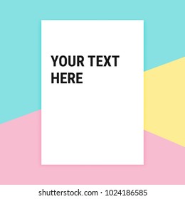 Blank white paper with shadow Pastel Colorful soft pink blue yellow background A4 format mockup text here template, Vector abstract decoration modern trendy design banner social media web site poster