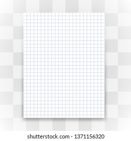 Blank white paper sheet on transparent background. Vector illustration.