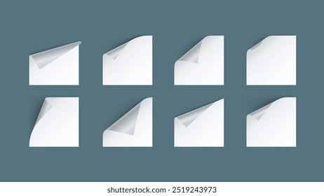 Blank white paper sheets with curled corner Free Vector. White Paper Curled corner realistic vector design.