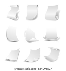 Blank White Paper Sheets Rolls Curved Stock Vector (Royalty Free ...