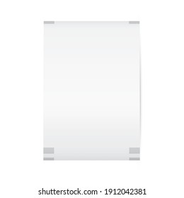 Blank white paper shop check. Template of a bill from supermarket of restaurant