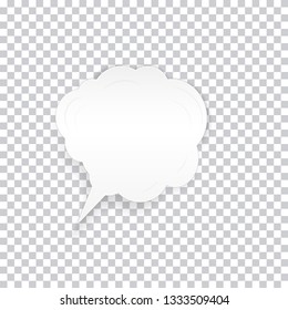 Blank white paper speech bubble like cloud with shadow isolated on transparent background. Realistic 3d vector illustration.