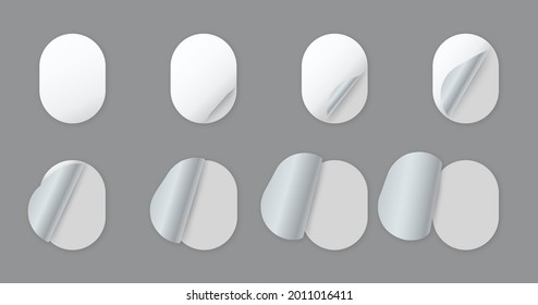 Blank white paper stickers with curled corner