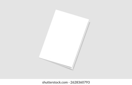 Blank white paper vector. Bi fold paper mockup template with shadow. Brochure, magazine, cover design
