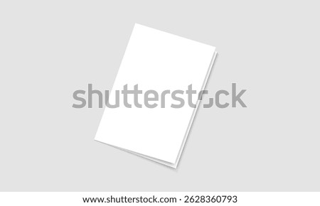 Blank white paper vector. Bi fold paper mockup template with shadow. Brochure, magazine, cover design