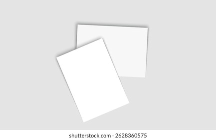 Vector de papel blanco en blanco. Plantilla de maqueta de hoja de papel con sombra. Folleto, volante, diseño de carteles