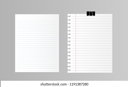 Blank white papers isolated on gray background. Vector illustration