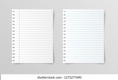 Blank white papers isolated on gray background. Vector illustration