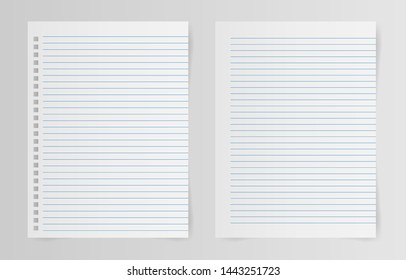 Blank white papers isolated on gray background. Vector illustration