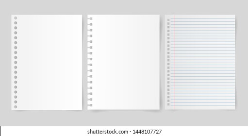 Blank white papers isolated on gray background. Vector illustration