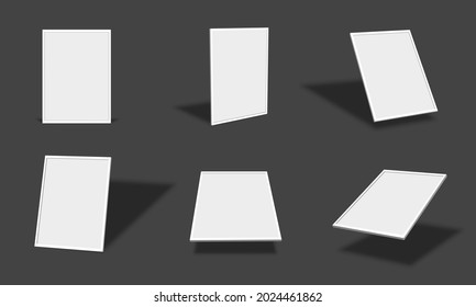 Blank white photo frame mockups collection with different views and angles