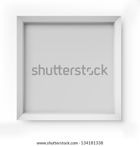 Blank white picture frame isolated on white background vector template.