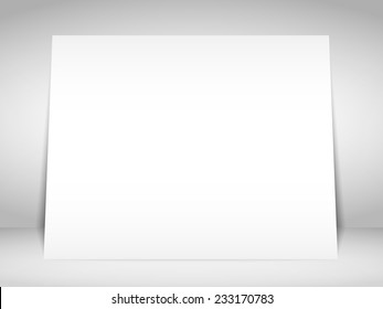 Blank white placard on the wall, vector eps10 illustration