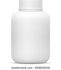 Leere weiße Plastikflaschen mit Verschlusskappe für Kosmetika, Arzneimittel, Vitamine, Pillen oder Kapseln