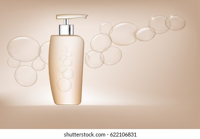 Blank white plastic pump bottle used for shampoo or soap.vector  illustration
