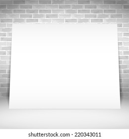 Blank white poster on brick wall, vector eps10 illustration