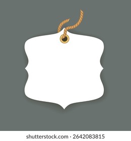 Blank white price tag with rope Vector 