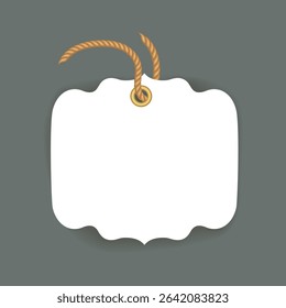 Blank white price tag with rope Vector 