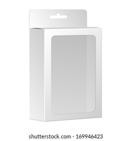 Blank White Product Package Box With Window. Vector