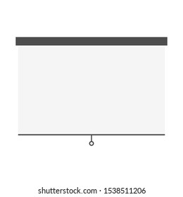 Blank White Projector Screen For Presentation Isolated On White Background. Vector Illustration 