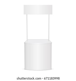 Blank White Promo Stand Mockup - Front View. Vector Illustration