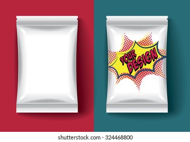 Blank white realistic foil snack pack

