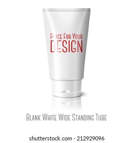 Blank weiße, realistische Tube für Kosmetik, Creme, Salbe, Zahnpasta, Lotion, Medizin Creme etc. einzeln auf weißem Hintergrund mit Reflexion. Platz für Ihr Design und Ihren Vektorgrafik-Branding