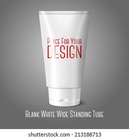 Blank white realistic tube for cosmetics, cream, ointment, toothpaste, lotion, medicine creme etc. isolated on grey background with place for your design and branding Vector