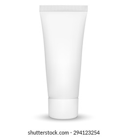 Blank white realistic tube for cosmetics, cream, ointment, toothpaste, lotion, medicine creme etc. isolated on white background.