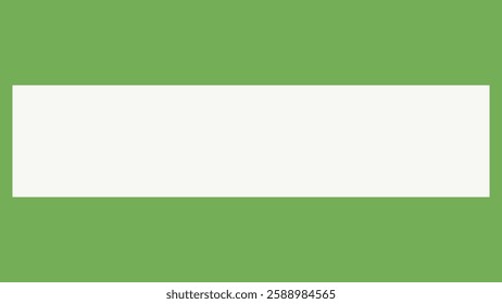 Blank white rectangle centered on a green background. Simple, minimalist design with a white rectangle. Green background contrasts with the white rectangle. Frame vector with copy space.